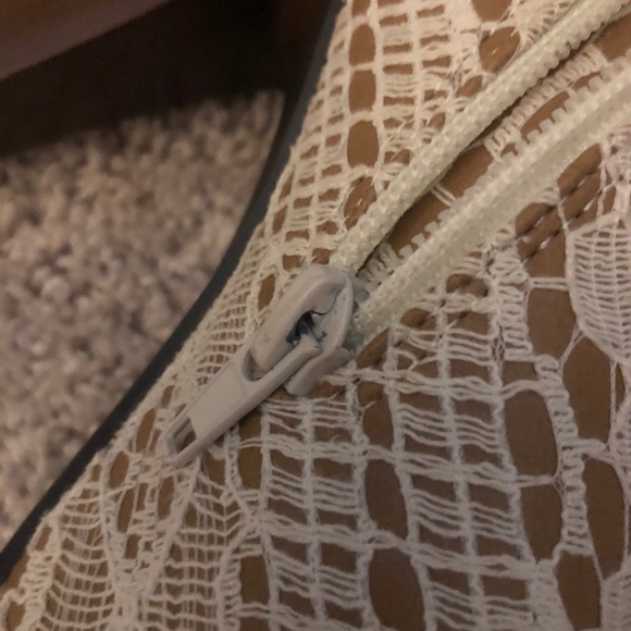 Crochet Lace Faux Leather Booties - Picture 8 of 13